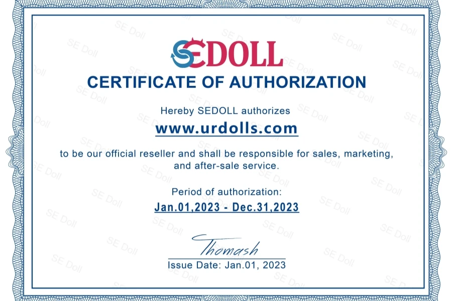 Zidole zogonana za SEDoll-Certificate