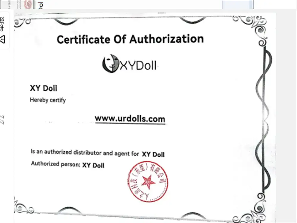Zidole zogonana za XYDoll-Certificate