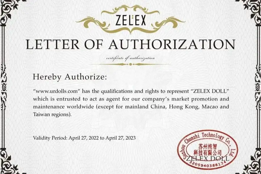 ZELEXDoll-Certificado de bonecas sexuais