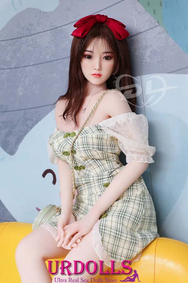 Veronica 159CM Asian European Style C-Cup Pu Skin DL Doll Red Butterfly Hairpin TPE Sex Dolls For Sale